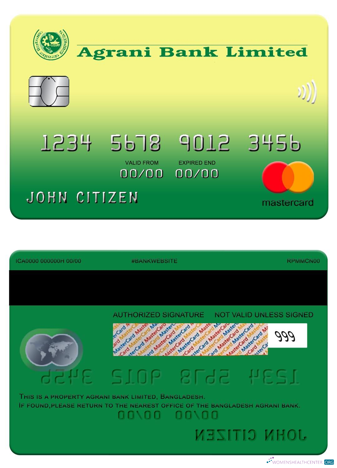 Download Bangladesh Agrani bank Mastercard Photoshop template